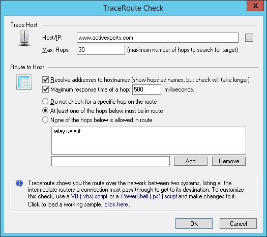 Monitor an IP route
