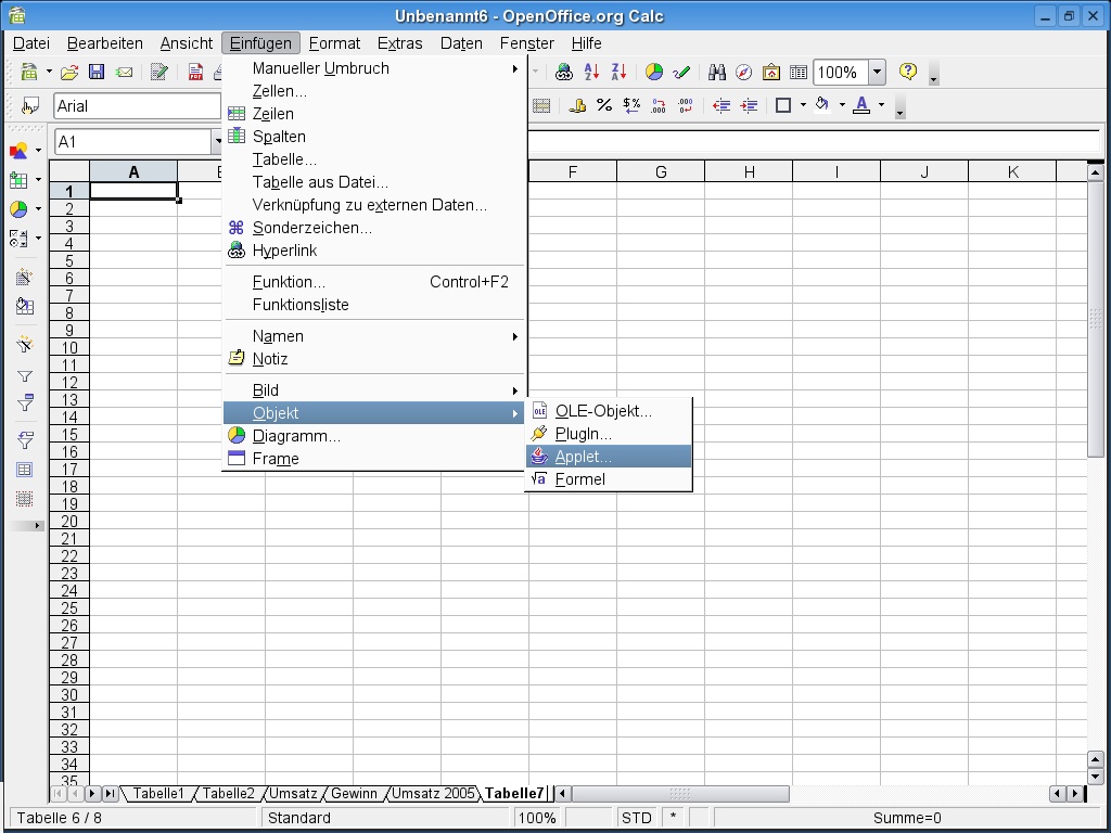 openoffice calculate sheet